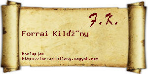 Forrai Kilény névjegykártya